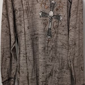 Men's XL Affliction shirt. Reversible. Tan & Black. Black & deep burnt orange.